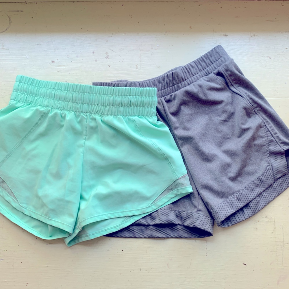 2 FOR THE PRICE OF ONE gray and blue athletic shorts